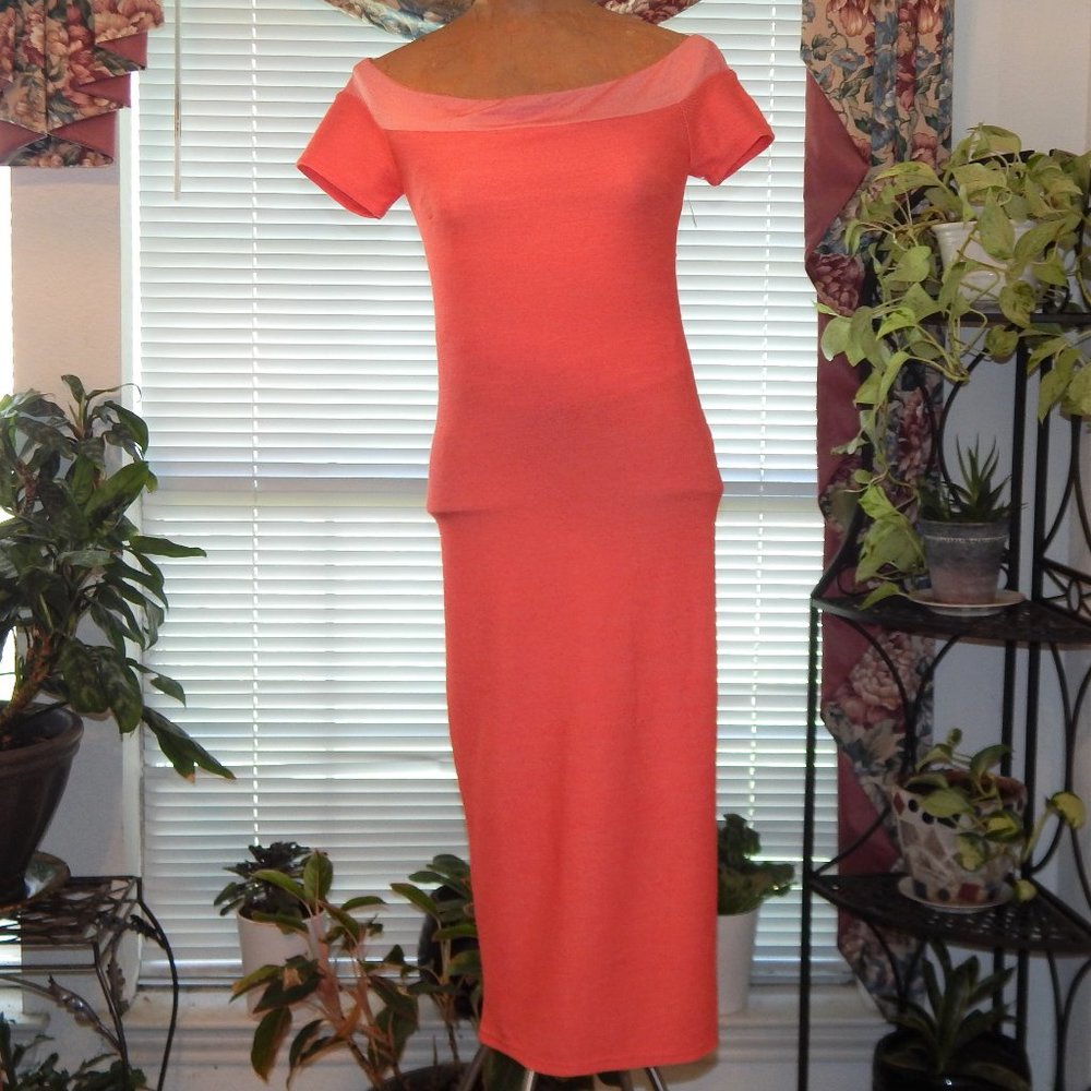 Bettie Page Coral Off-Shoulder Dress